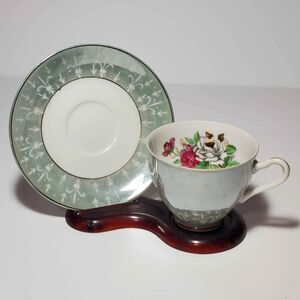 Fleur De Lis Teacup and Saucer Floral Vintage